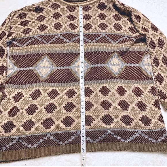 ENTRO Aztec Print Boho Tan Long Cardigan Sweater size Medium - Picture 6 of 9